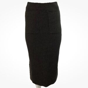 Mila Owen Sz 0 Midi Ribbed Knit Sweater Skirt Chocolate Brown Rayon Pull On